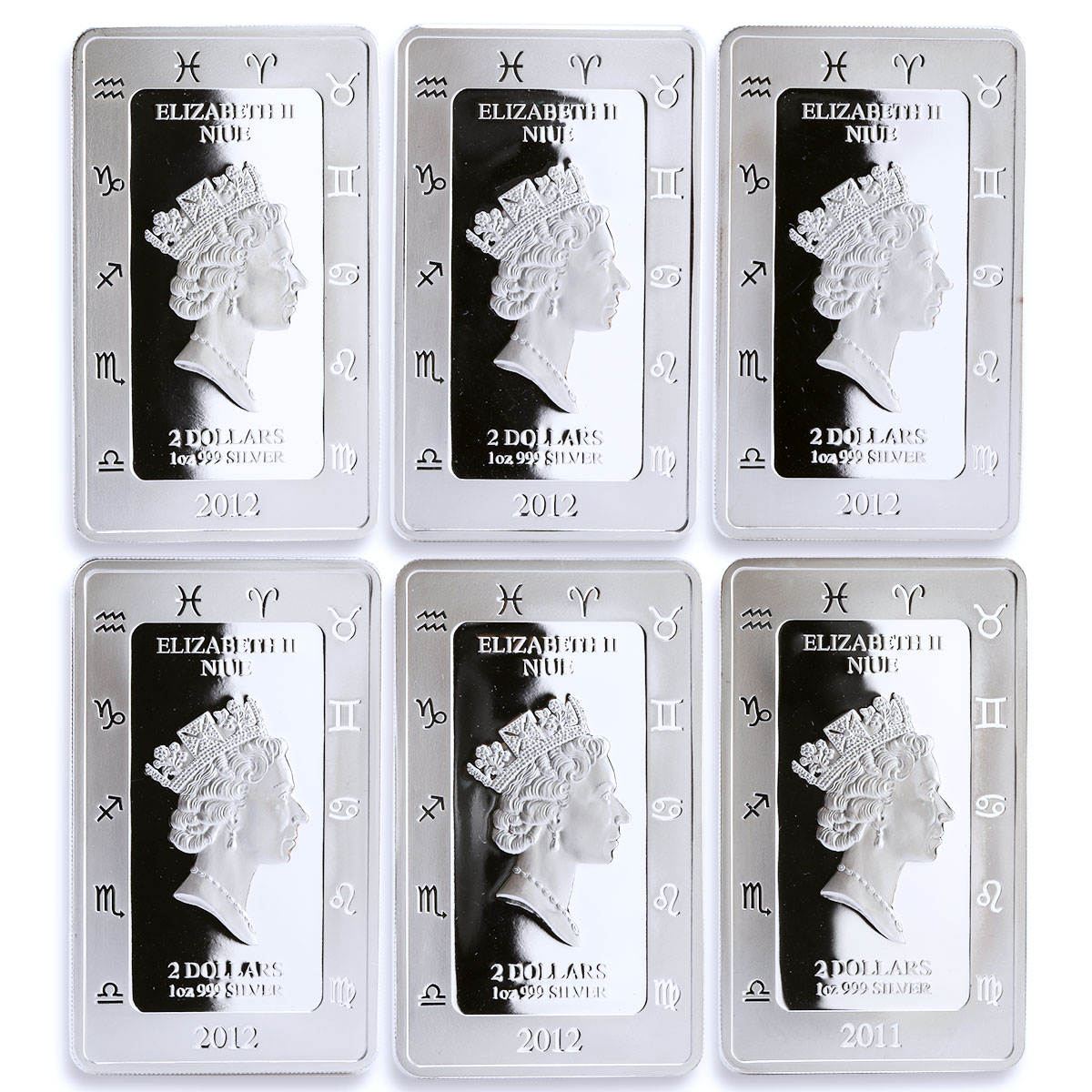 Niue set of 12 coins Zodiac Signs by Kagaya colored silver coins 2011 - 2012