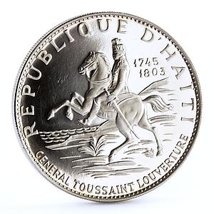 Haiti 10 gourdes General Toussaint L`Overture Horseman proof silver coin 1968