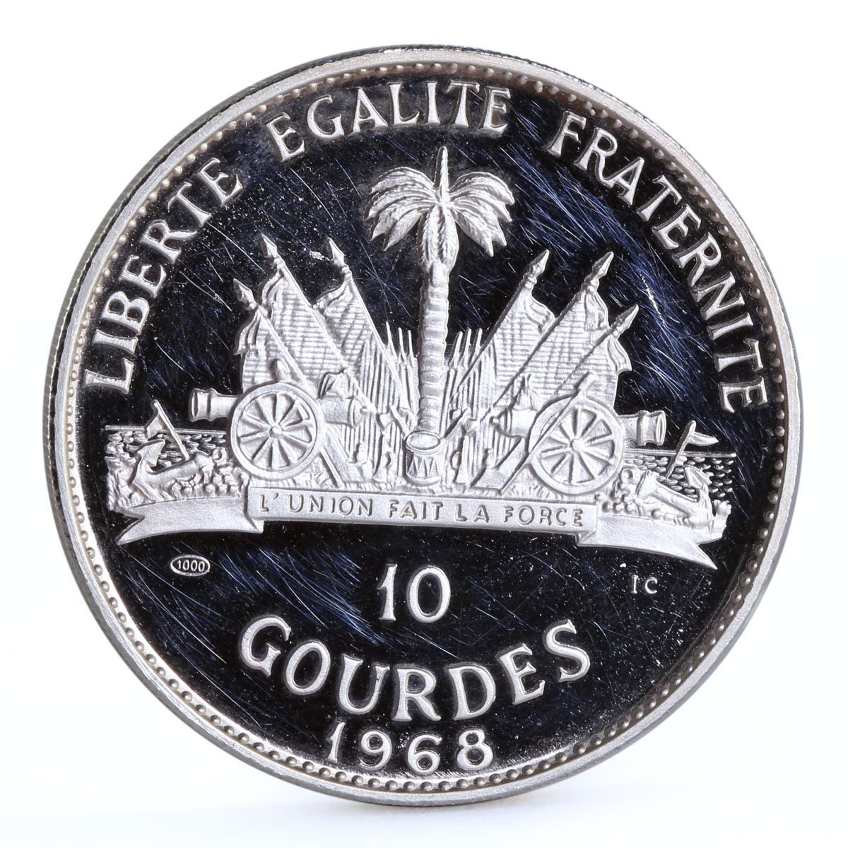 Haiti 10 gourdes General Toussaint L Overture Horseman proof silver coin 1968