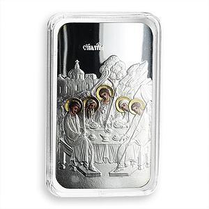 Niue 2 dollars Orthodox shrines Holy Trinity silver color proof gilded coin 2011