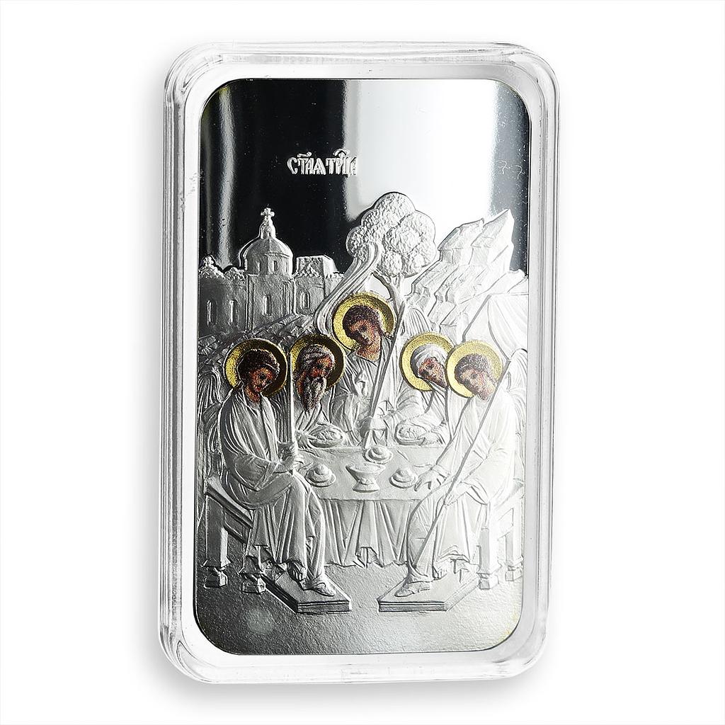 Niue 2 dollars Orthodox shrines Holy Trinity silver color proof gilded coin 2011