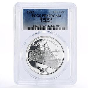 Bulgaria 100 leva The Radetsky Steam Liner Ship PR67 PCGS silver coin 1992