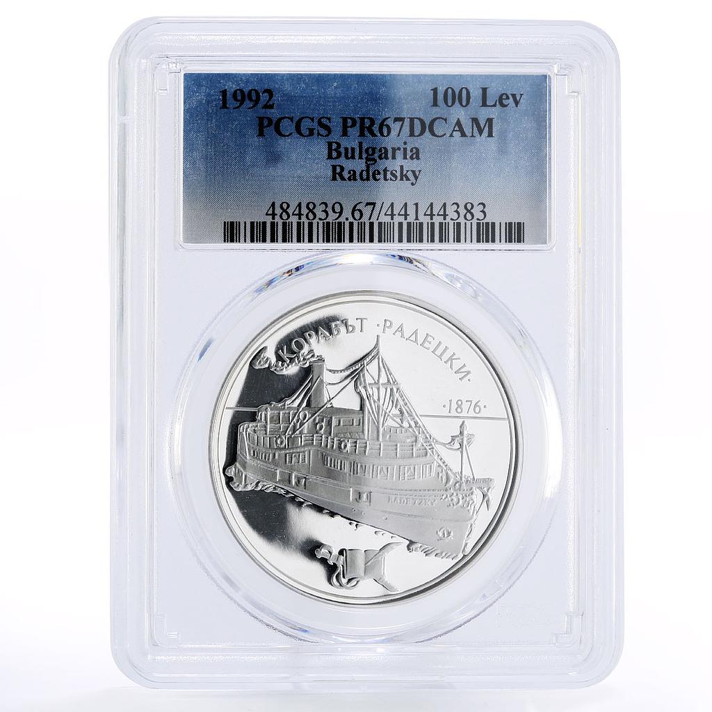 Bulgaria 100 leva The Radetsky Steam Liner Ship PR67 PCGS silver coin 1992