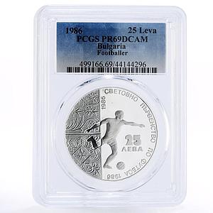 Bulgaria 25 leva Football World Cup in Mexico Player PR69 PCGS silver coin 1986