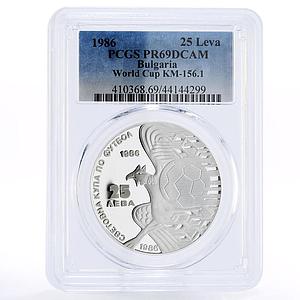 Bulgaria 25 leva Football World Cup in Mexico Bird PR69 PCGS silver coin 1986