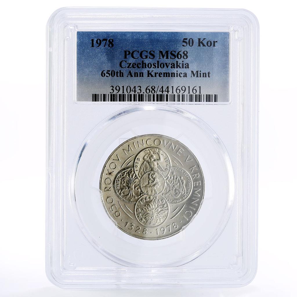 Czechoslovakia 50 korun 650 Years of Kremnica Mint MS68 PCGS silver coin 1978