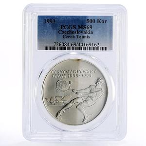 Czechoslovakia 500 korun Centennial of Czech Tennis MS69 PCGS silver coin 1993