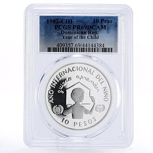 Dominican Republic 10 pesos Year of Child PR69 PCGS silver coin 1982