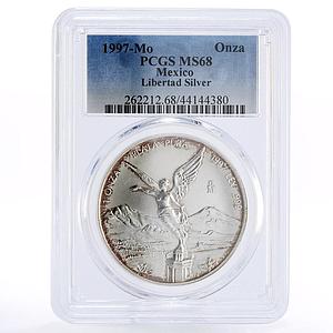 Mexico 1 onza Libertad Angel of Independence MS68 PCGS silver coin 1997