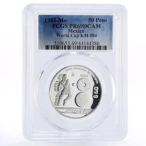 Mexico 50 pesos Football World Cup in Mexico Indian PR69 PCGS silver coin 1985