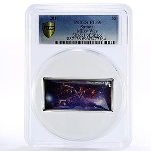Samoa 5 dollars Shades of Space Galaxy Satellite PL69 PCGS silver coin 2017