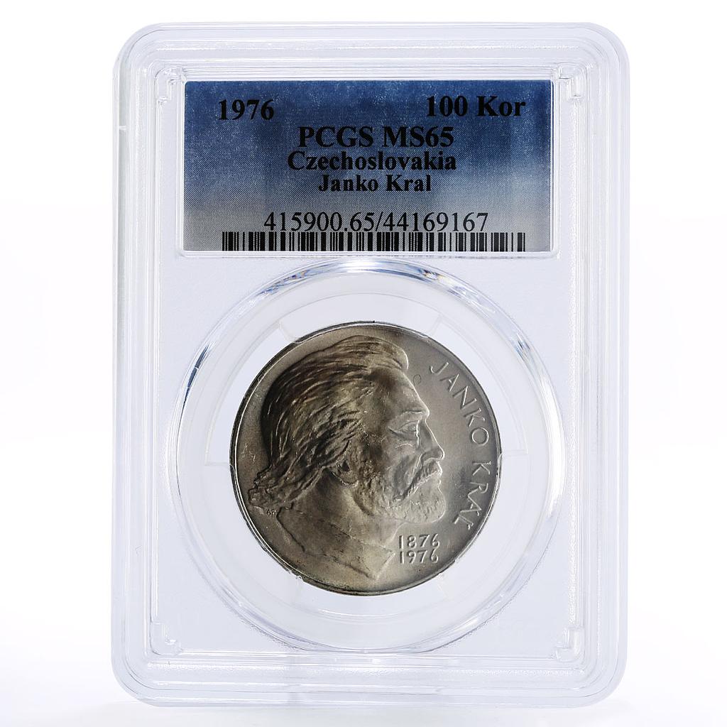 Czechoslovakia 100 korun Slovak Poet Janko Kral MS65 PCGS silver coin 1976