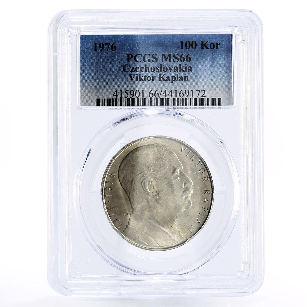 Czechoslovakia 100 korun Engineer Viktor Kaplan MS66 PCGS silver coin 1976
