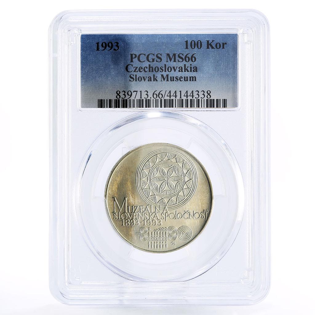 Czechoslovakia 100 korun Slovak Museology Association MS66 PCGS silver coin 1993