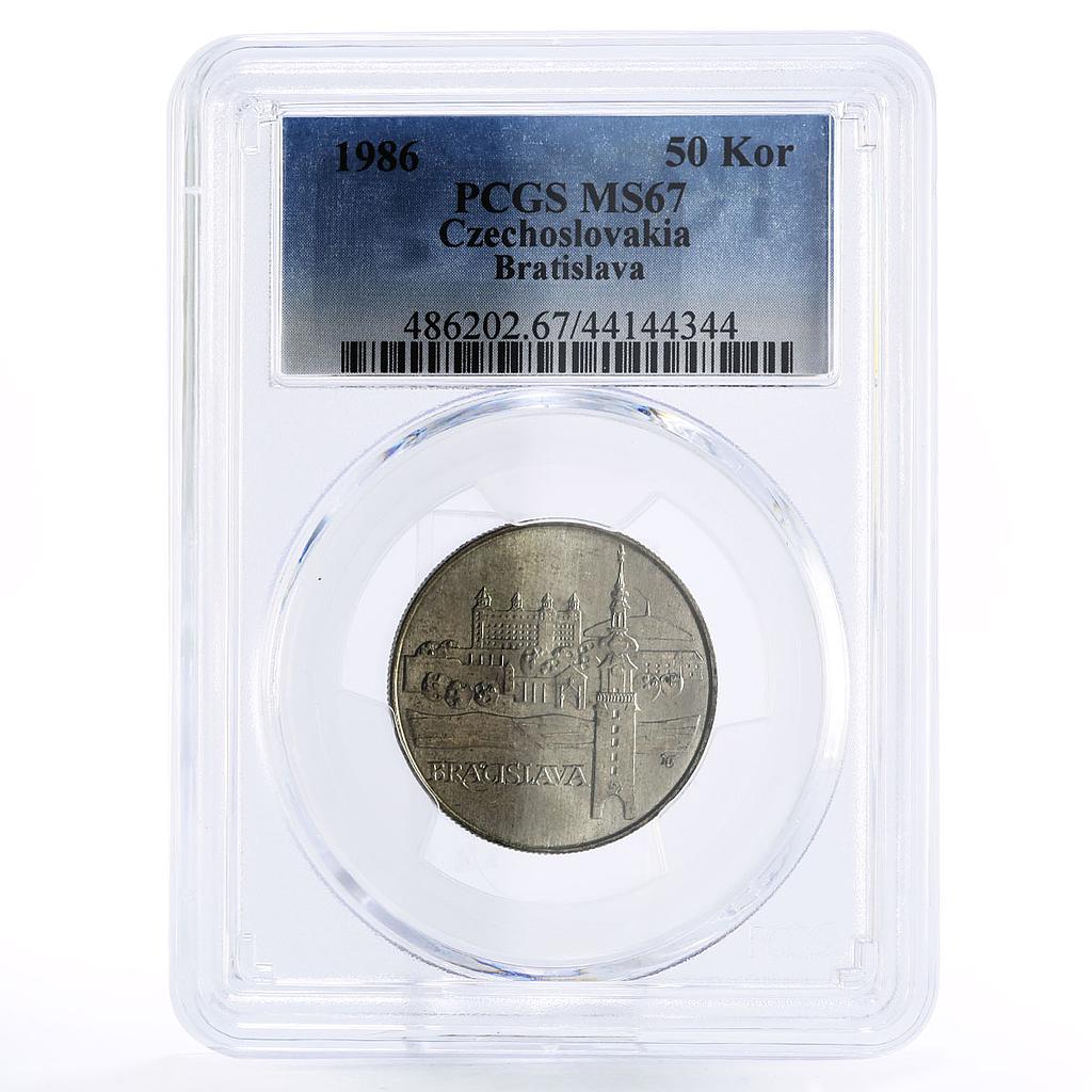 Czechoslovakia 50 korun Bratislava Landscapes MS67 PCGS silver coin 1986