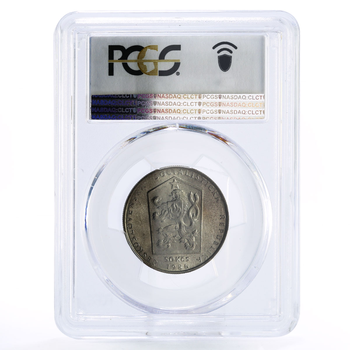 Czechoslovakia 50 korun Cesky Krumlov City Landscape MS67 PCGS silver coin 1986
