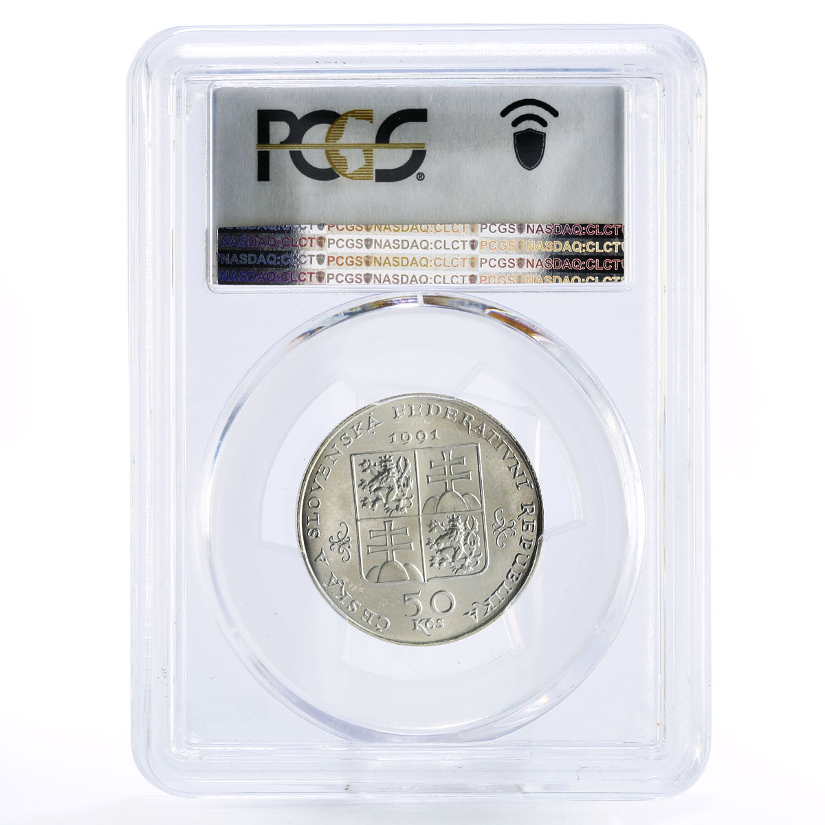 Czechoslovakia 50 korun Marianske lazne Spa Hotel MS66 PCGS silver coin 1991