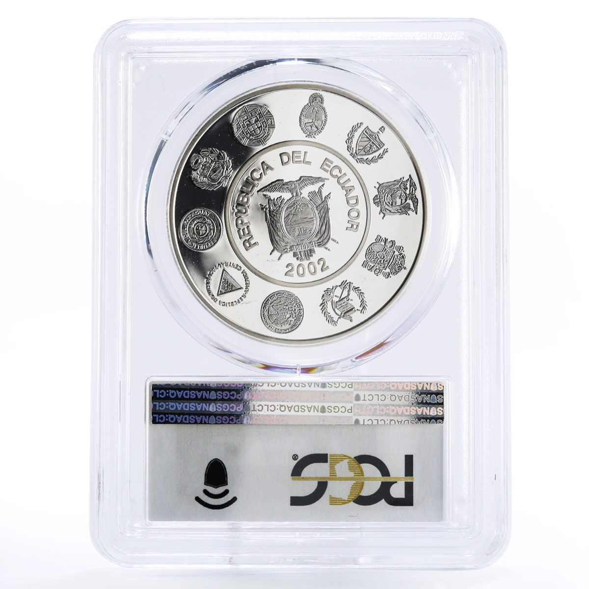Ecuador 25000 sucres Balsawood Sailing Raft Ship PR68 PCGS silver coin 2002