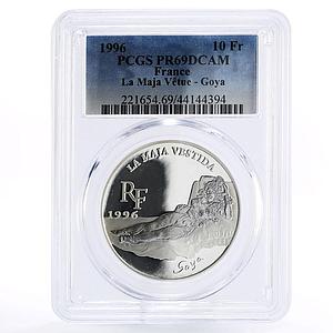France 10 francs Goya Art Clothed Maya PR69 PCGS silver coin 1996