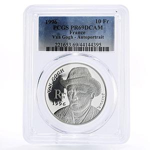 France 10 francs Van Gogh Art Autoportrait PR69 PCGS silver coin 1996