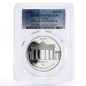 France 100 francs European Heritage Brandebourge Gate PR69 PCGS silver coin 1993