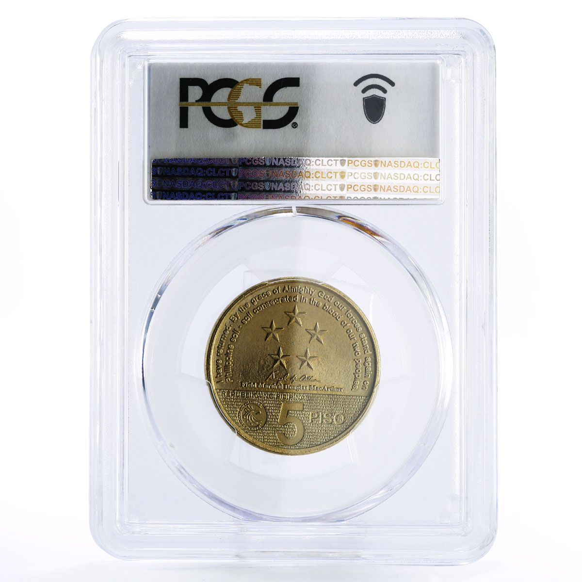 Philippines 5 piso Layte Gulf Landing MS68 PCGS NiBrass coin 2014