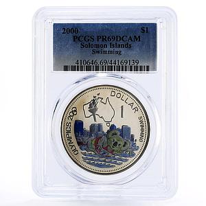 Solomon Islands 1 dollar Sydney Olympic Swimming Koala PR69 PCGS CuNi coin 2000