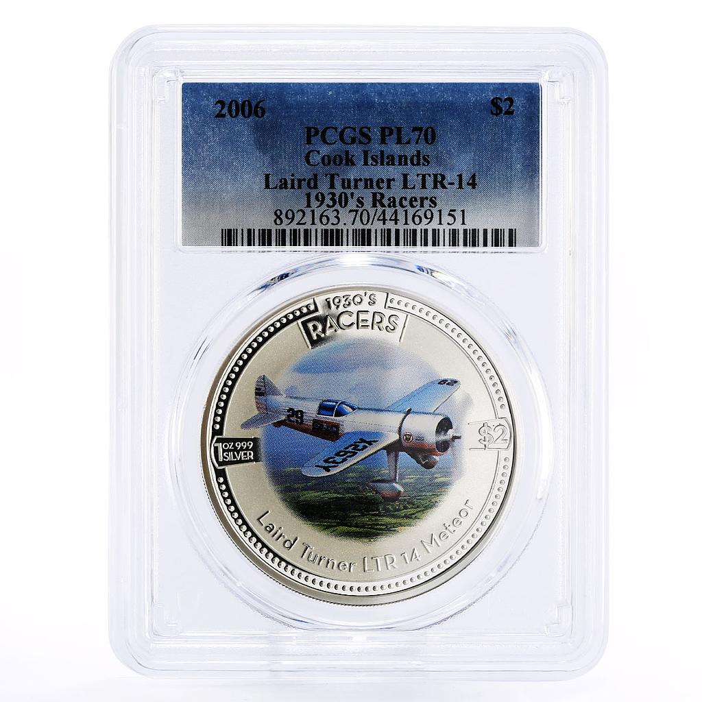 Cook Islands 2 dollars Aviation Plane Laird Turner PL70 PCGS silver coin 2006
