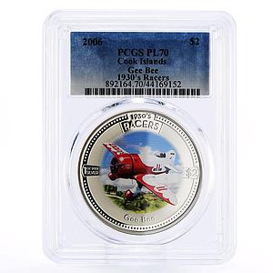 Cook Islands 2 dollars Aviation Plane Gee Bee Racer PL70 PCGS silver coin 2006