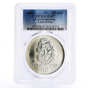 Czechoslovakia 500 korun Composer Ludovit Stur Music MS67 PCGS silver coin 1981