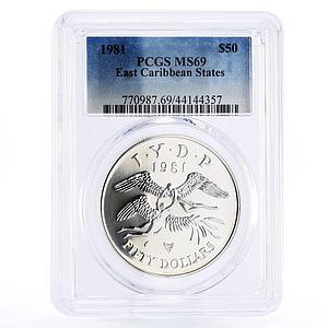 East Caribbean States 50 dollars Disabled People Year MS69 PCGS silver coin 1981