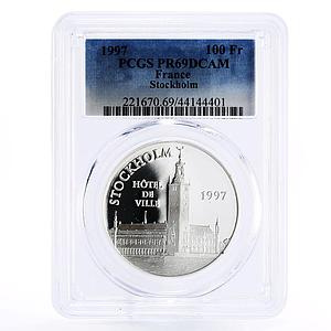 France 100 francs European Heritage Stockholm Hotel PR69 PCGS silver coin 1997