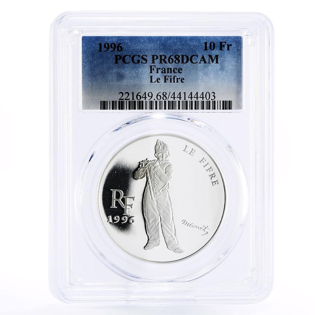 France 10 francs Eduard Monet Art Fifre Player PR68 PCGS silver coin 1996