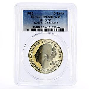 Bulgaria 5 leva Art Historian Lyudmila Zhivkova PR66 PCGS CuNi coin 1982