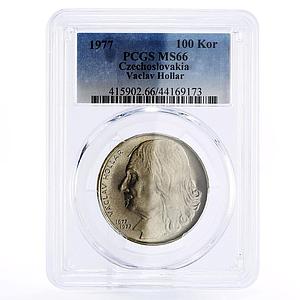Czechoslovakia 100 korun Engraver Vaclav Hollar MS66 PCGS silver coin 1977