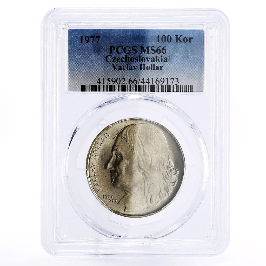 Czechoslovakia 100 korun Engraver Vaclav Hollar MS66 PCGS silver coin 1977