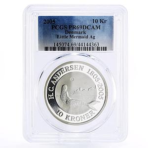 Denmark 10 kroner H. C. Andersen Little Mermaid PR69 PCGS silver coin 2005