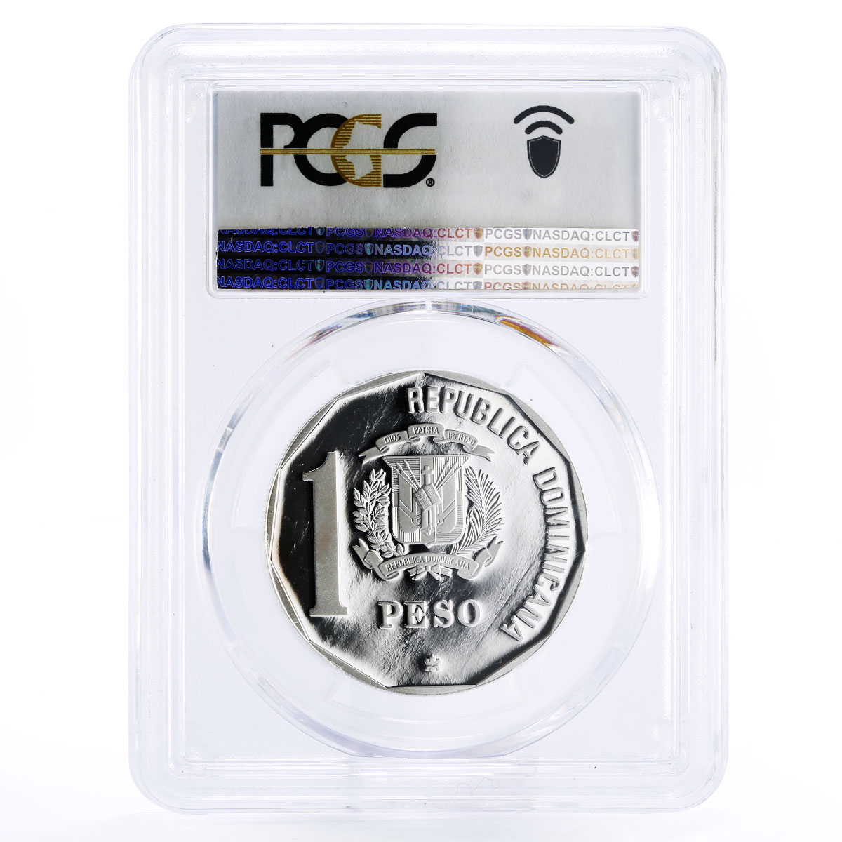 Dominican Republic 1 peso Seafaring Ship PR66 PCGS piedfort silver coin 1989
