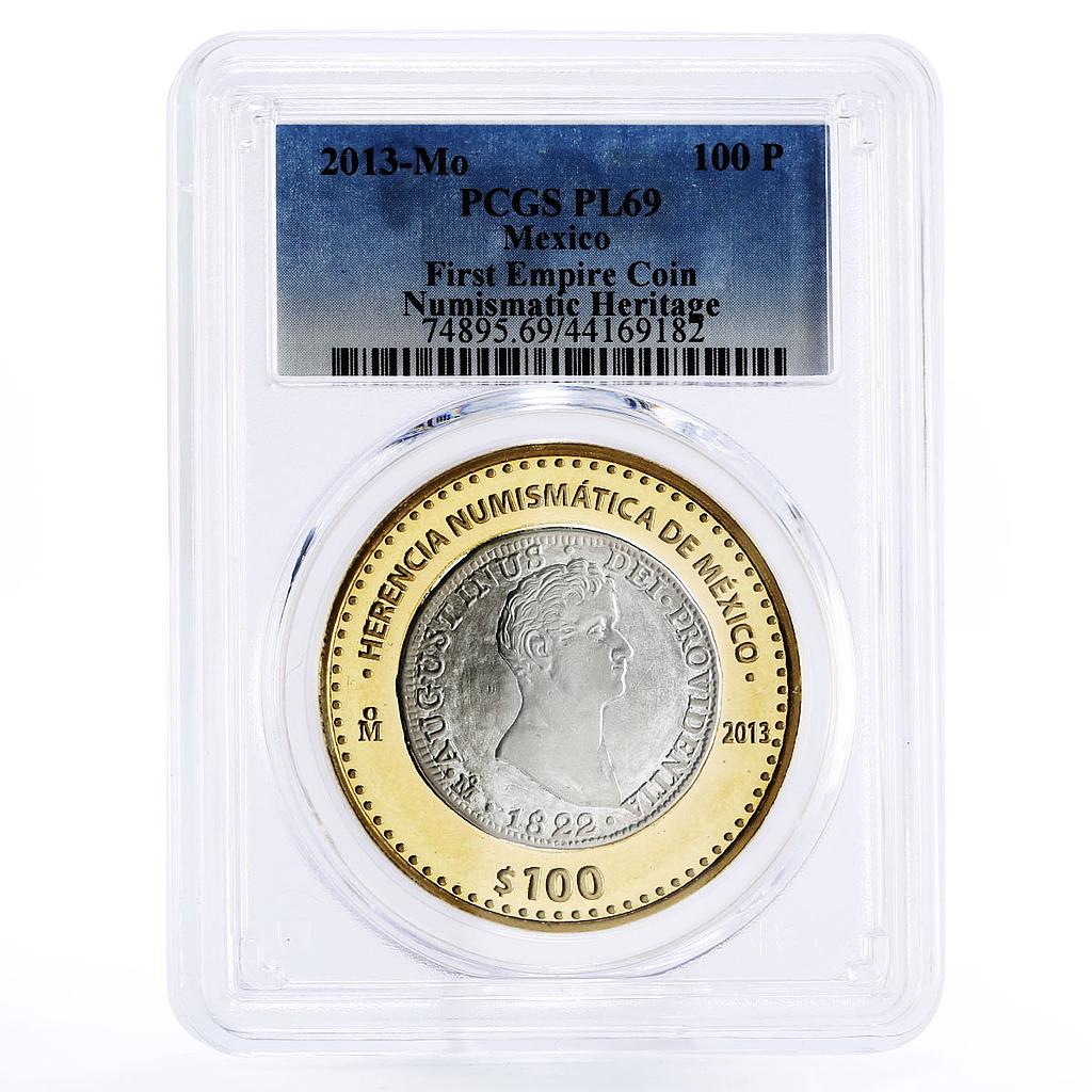Mexico 100 pesos Numismatic Heritage 1st Empire Coin PL69 PCGS bimetal coin 2013