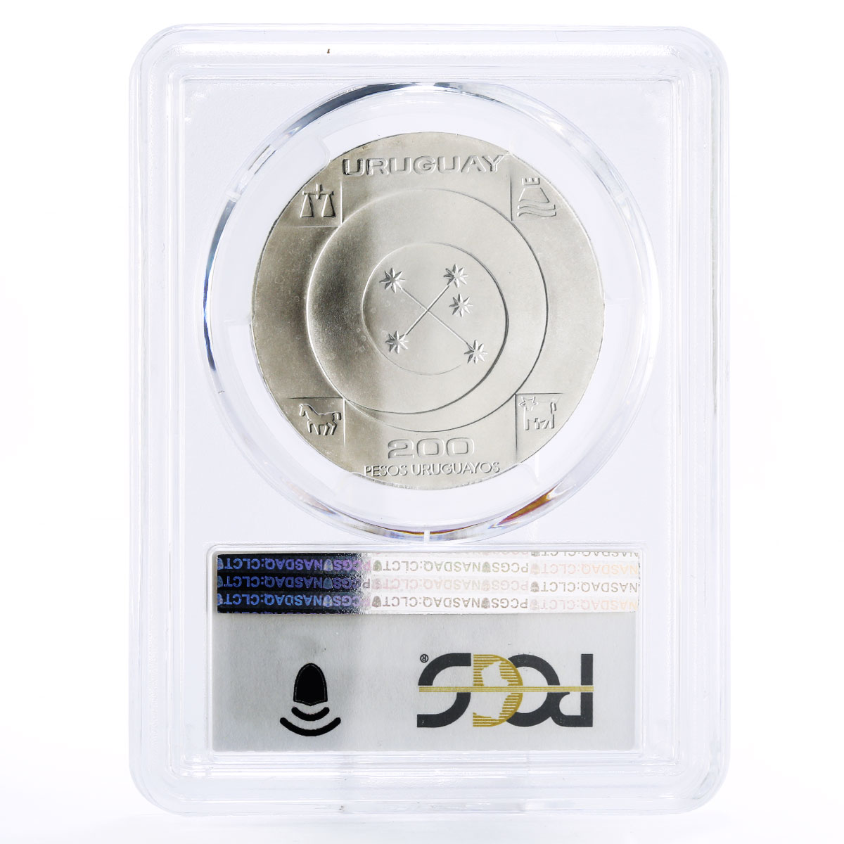 Uruguay 200 pesos Millennium Symbols Ornament MS69 PCGS silver coin 1999