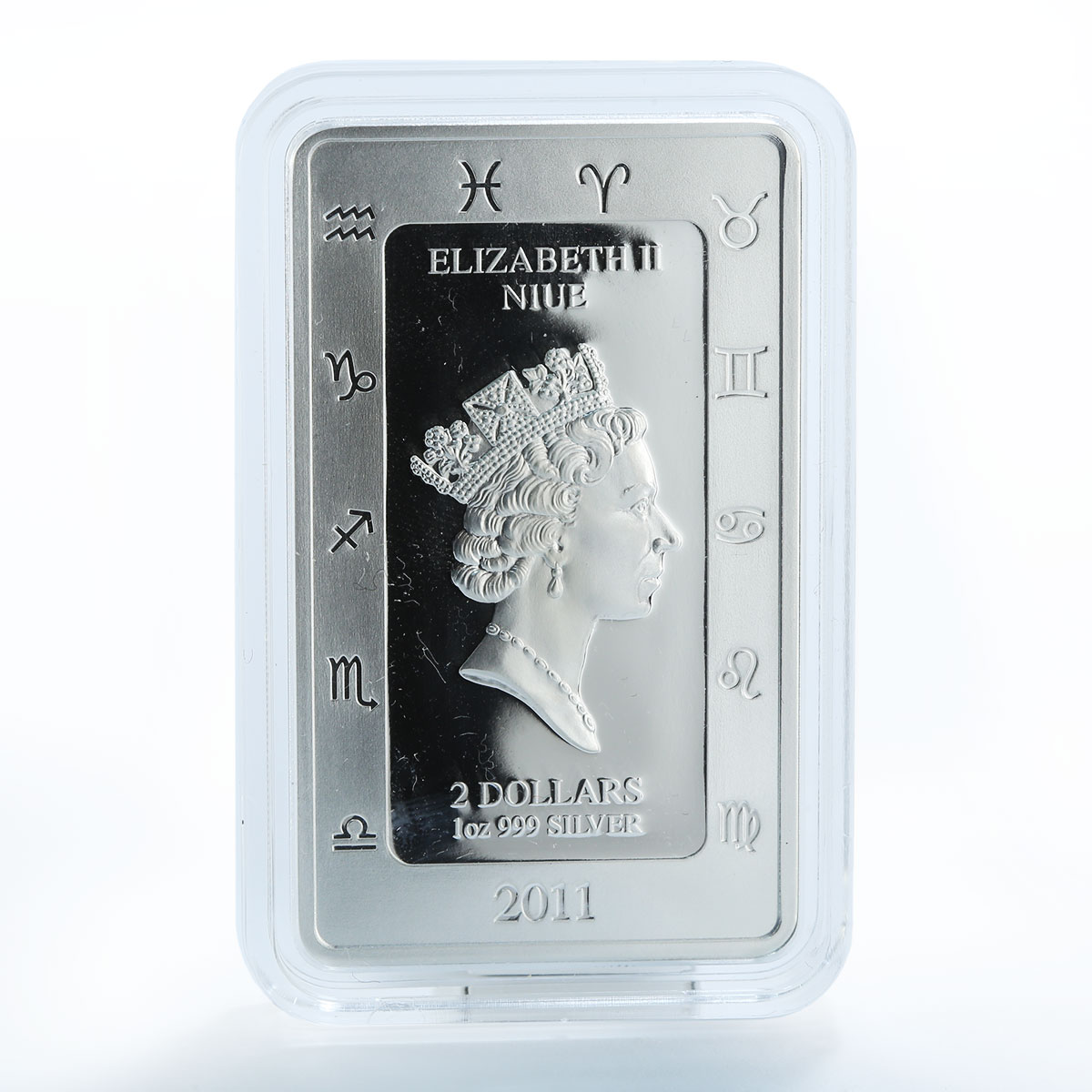 Niue 2 dollars Zodiac Virgo silver color 1 oz coin bar 2011