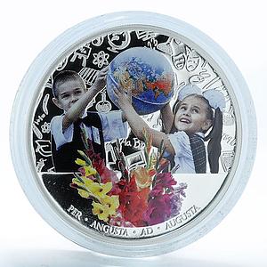 Niue 2 dollars Children School Education Board Globe colored silver coin 2011