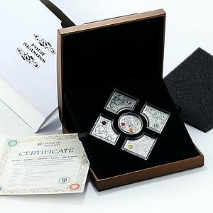 Niue 2 dollars set of 5 coins Four Seasons crystal silver 2013