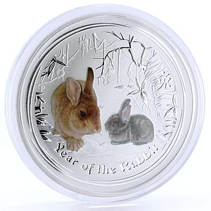 Australia 2 dollars Lunar series II Year of Rabbit colored silver coin 2011