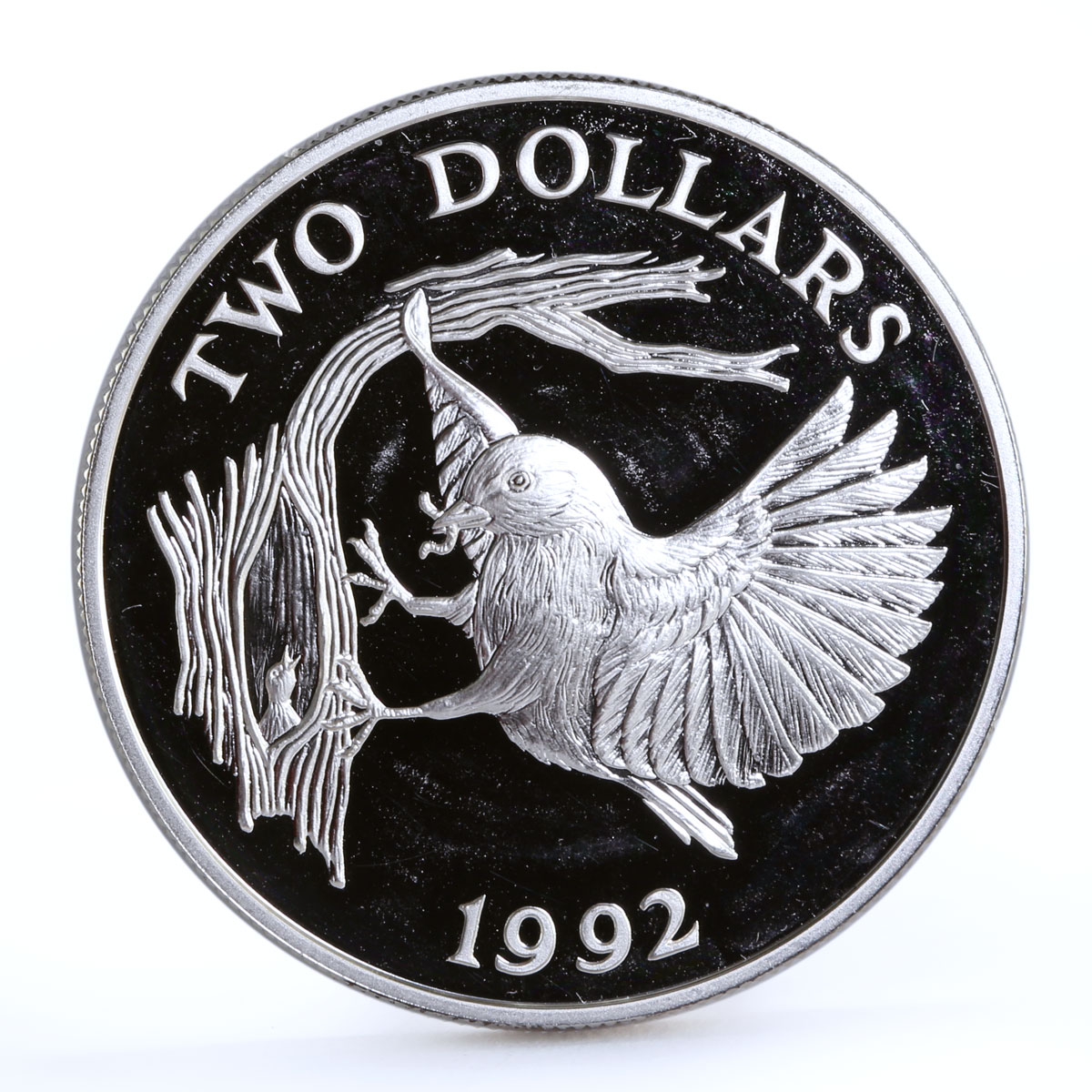 Bermuda 2 dollars Endangered Wildlife Eastern Blue Bird silver coin 1992
