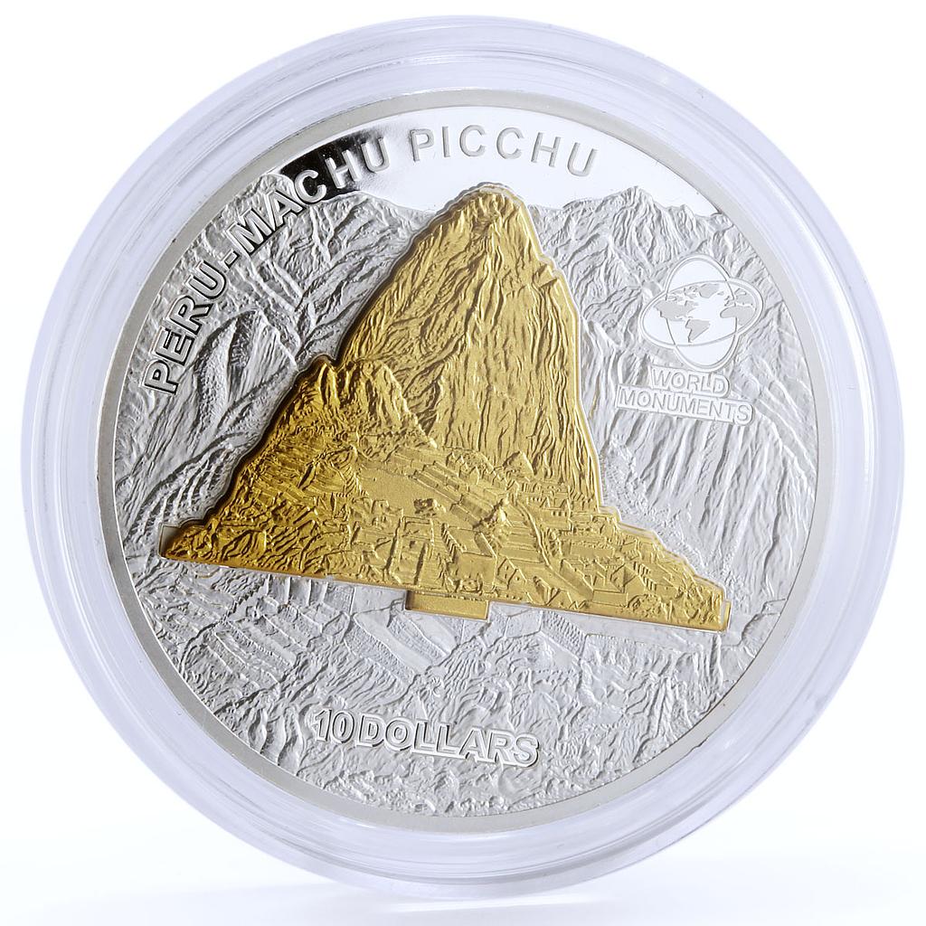 Cook Islands 10 dollars World of Wonders Machu Picchu gilded silver coin 2007