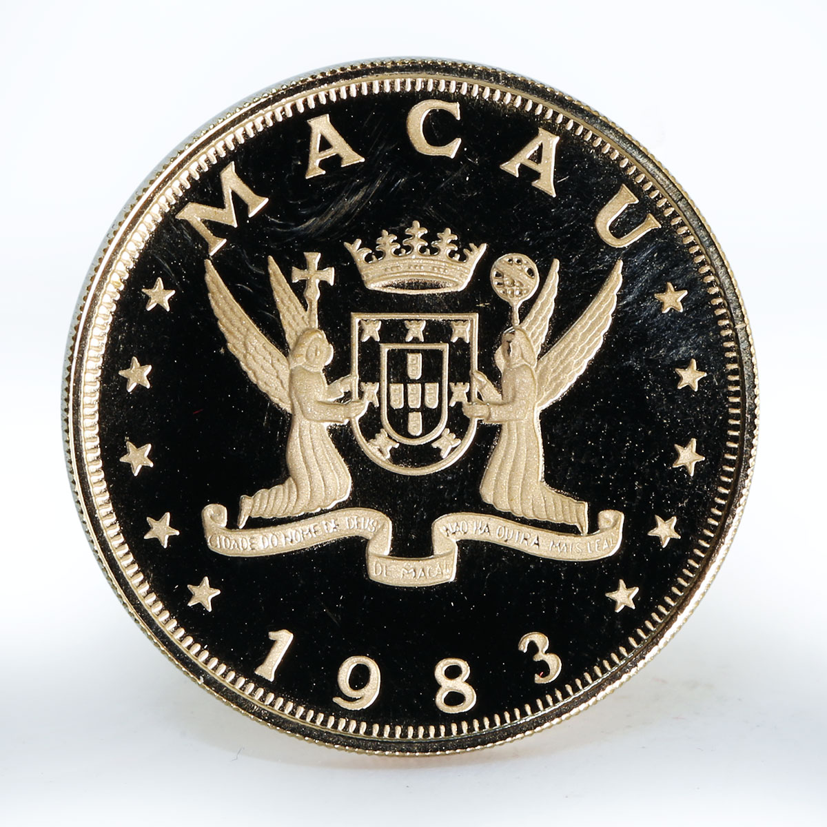 Macau 1000 patacas Year of the Pig proof gold coin 1983
