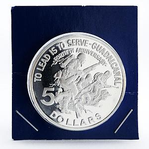 Solomon Islands 5 dollars Battle for Guadalcanal silver coin 1982