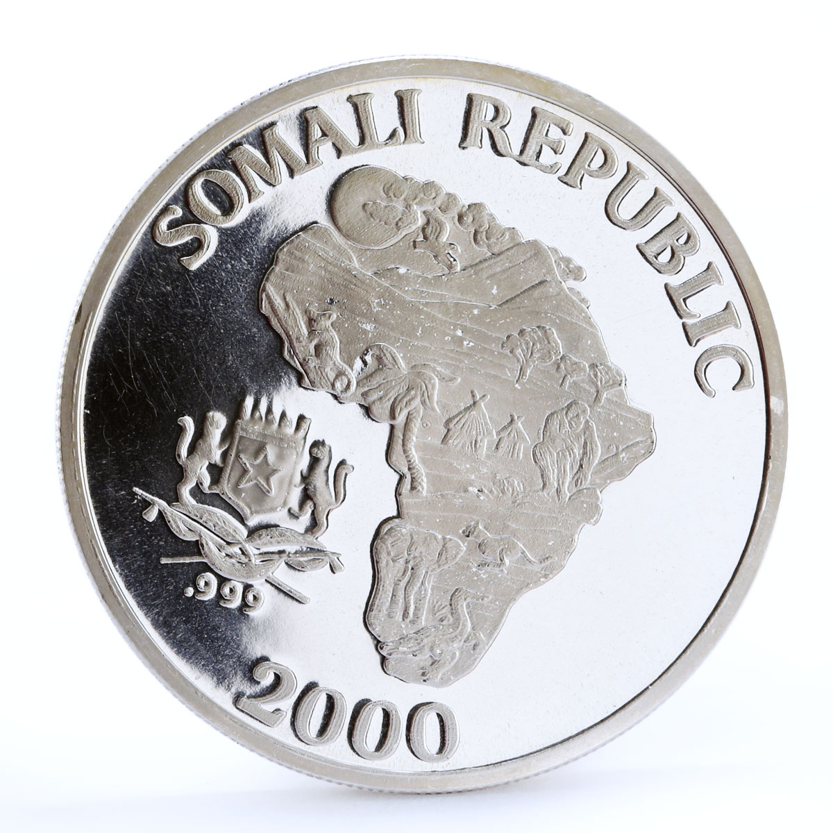 Somali 10 dollars The African Monkey proof silver coin 1998