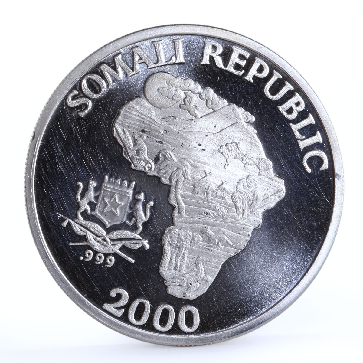 Somali 10 dollars The African Monkey proof silver coin 1998